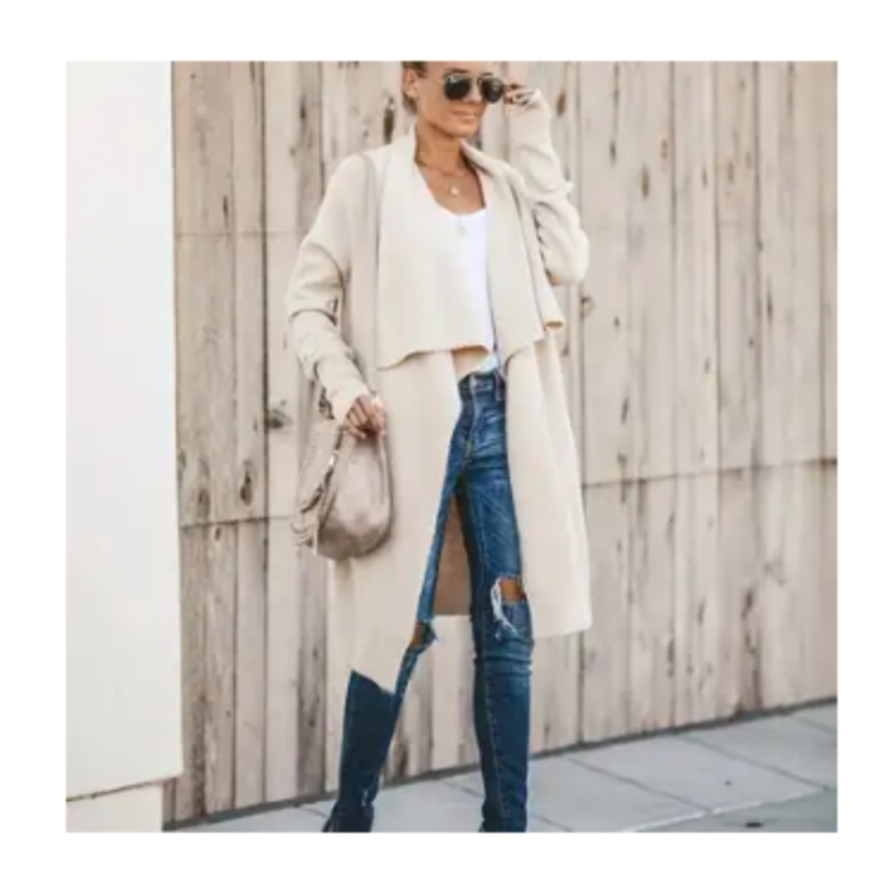 Duster Sweater Plus 0X XL XXL Cream Cardigan Jacket Pockets NEW Ivory